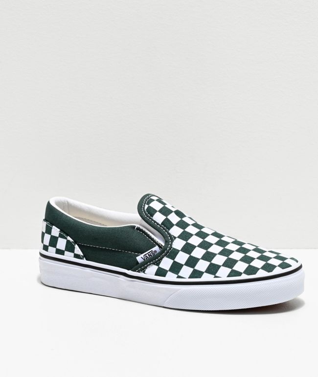 olive green checkered slip on vans